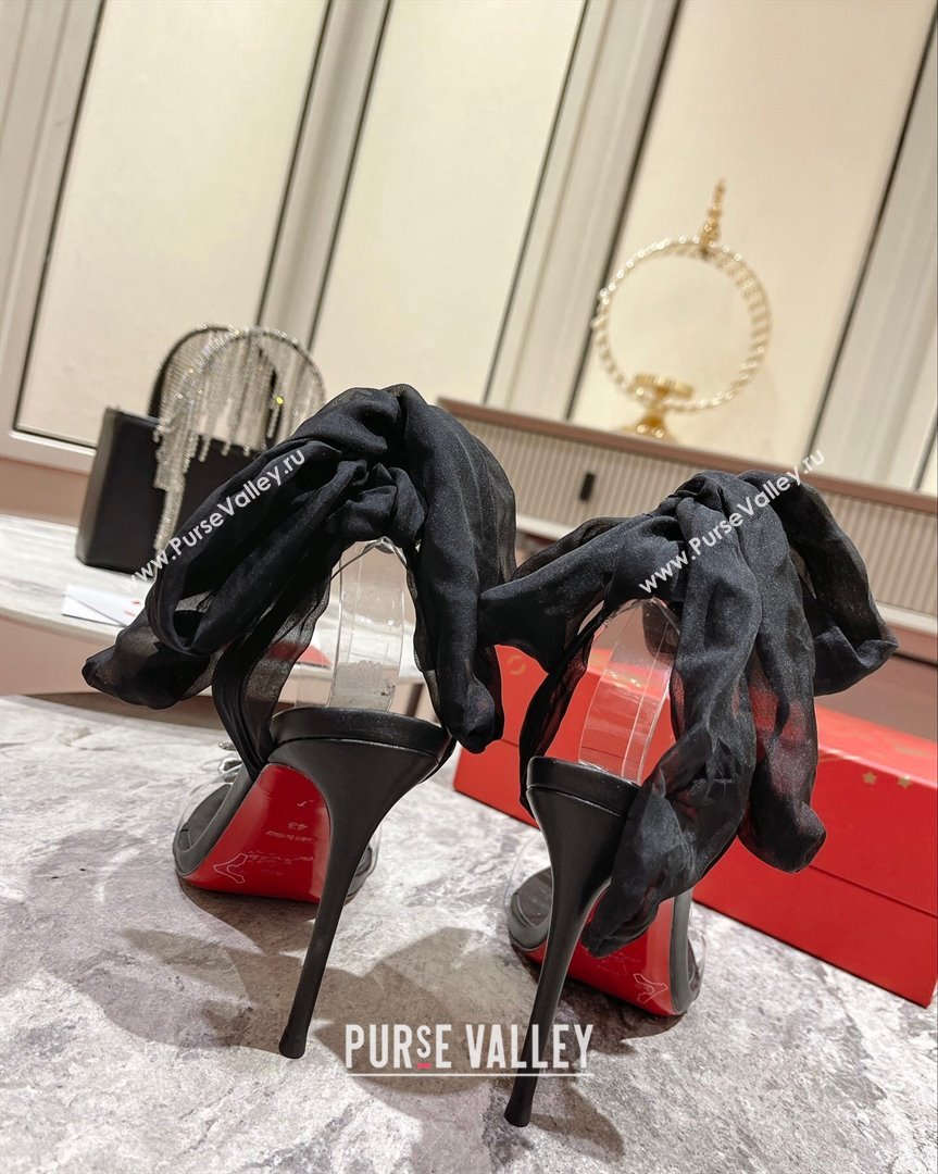 Christian Louboutin Astrinodo High Heel Sandals 10cm in PVC with Bow Black 2023 (MD-231014016)