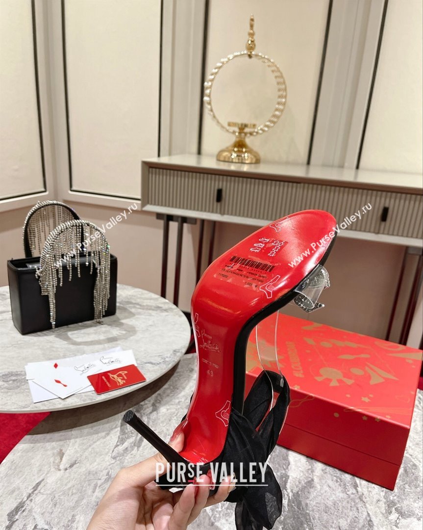 Christian Louboutin Astrinodo High Heel Sandals 10cm in PVC with Bow Black 2023 (MD-231014016)