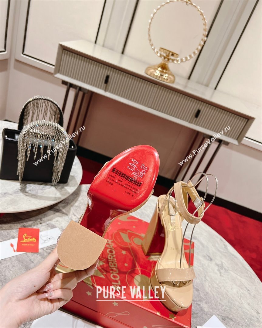 Christian Louboutin Movida Sabina Platform High Heel Sandals 13cm in Patent Leather Nude 2023 (MD-231014005)