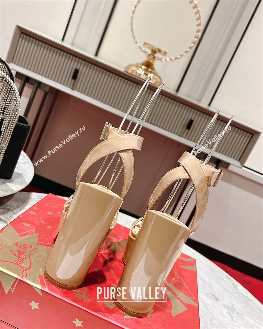 Christian Louboutin Movida Sabina Platform High Heel Sandals 13cm in Patent Leather Nude 2023 (MD-231014005)