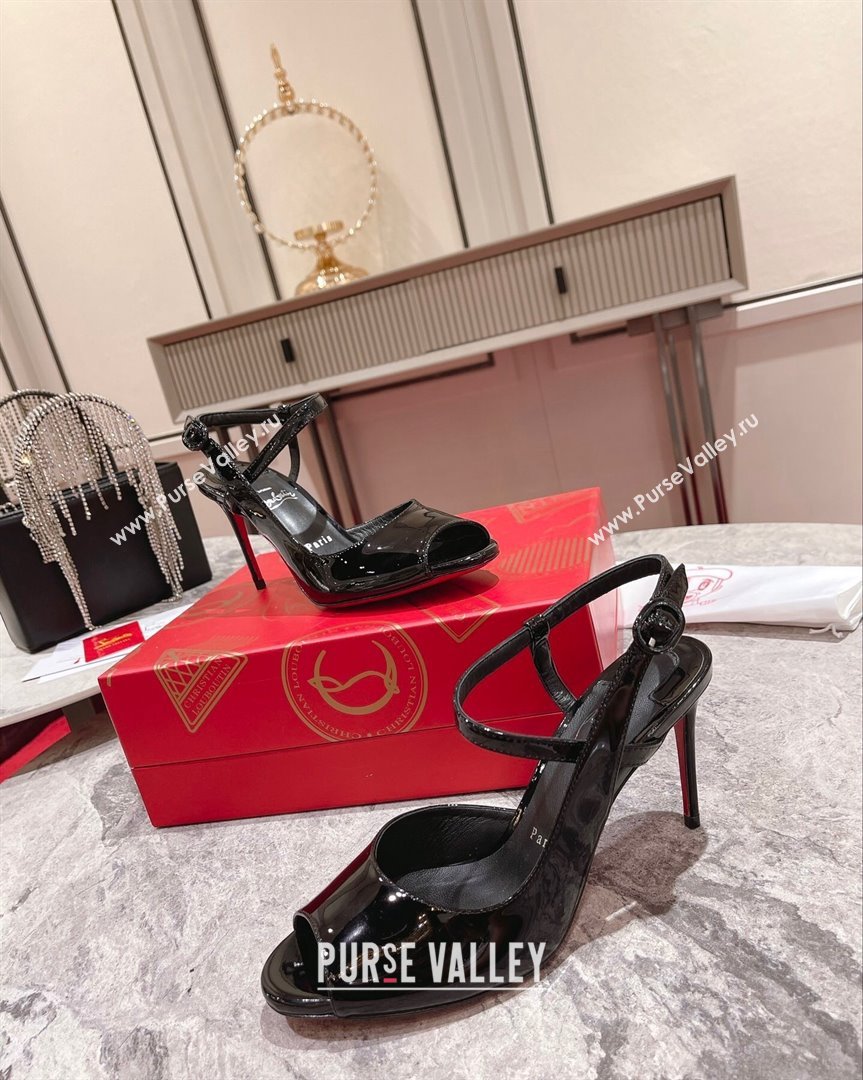 Christian Louboutin So Jenlove High Heel Sandals 10cm in Black Patent Leather 2023 (MD-231014021)