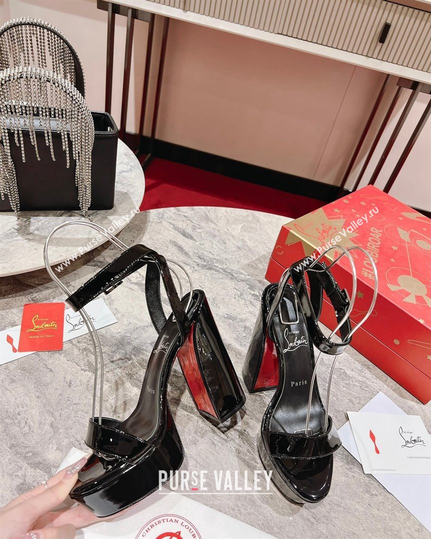 Christian Louboutin Movida Sabina Platform High Heel Sandals 13cm in Patent Leather Black 2023 (MD-231014004)