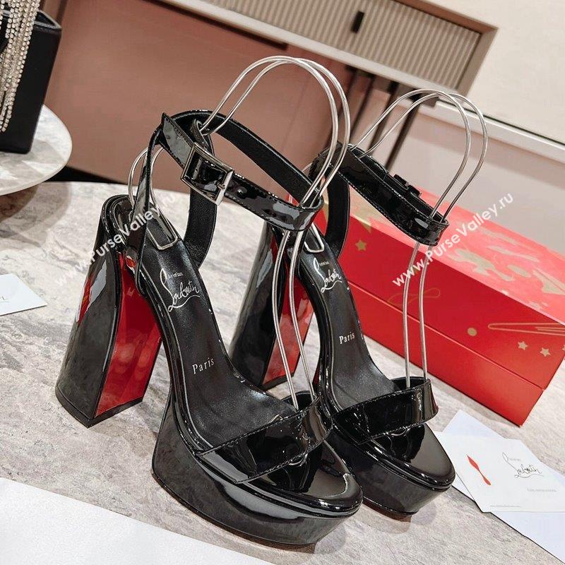 Christian Louboutin Movida Sabina Platform High Heel Sandals 13cm in Patent Leather Black 2023 (MD-231014004)