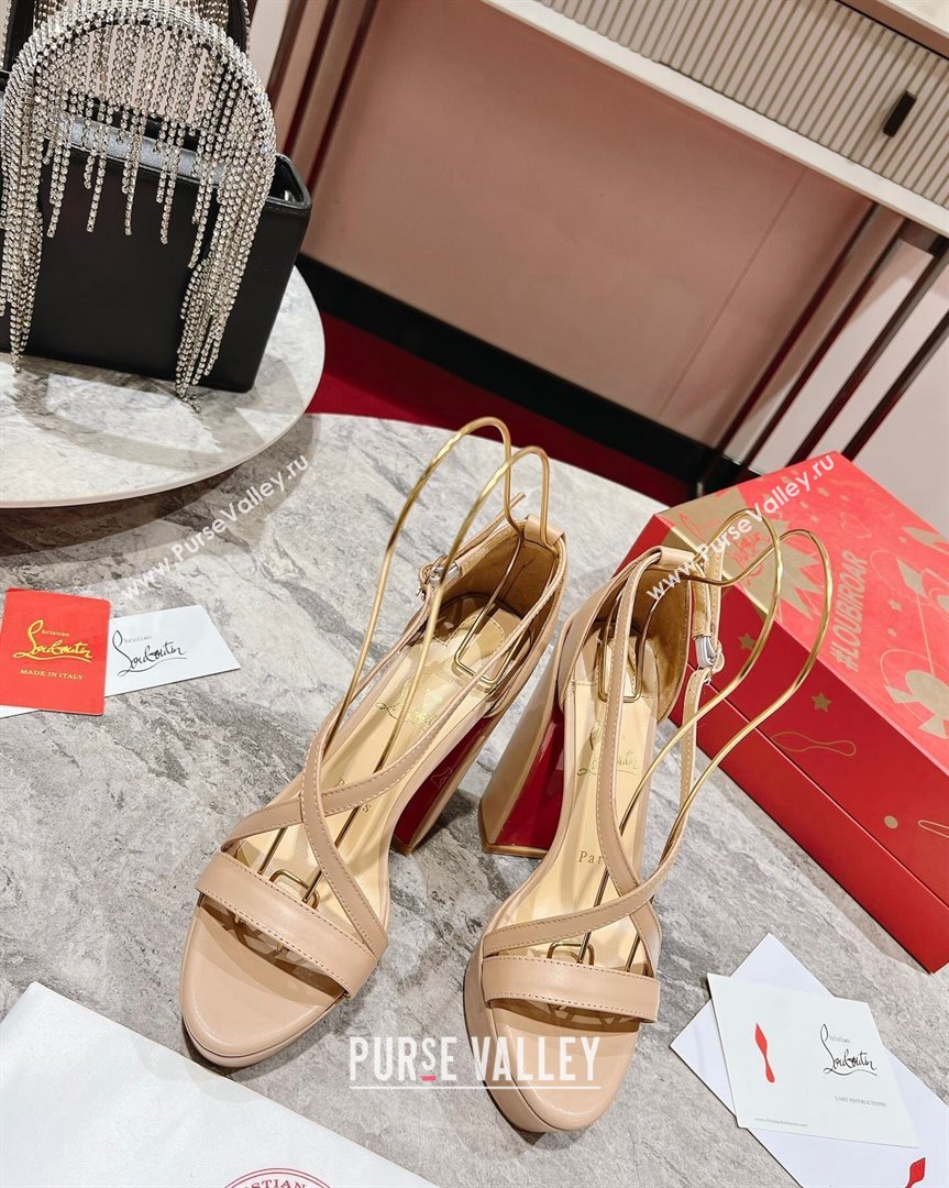 Christian Louboutin Movida Sabina Platform High Heel Sandals 13cm in Calf Leather Nude 2023 (MD-231014008)