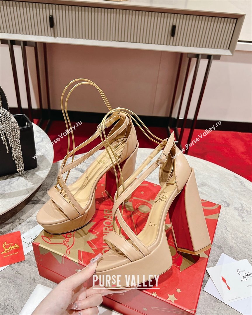 Christian Louboutin Movida Sabina Platform High Heel Sandals 13cm in Calf Leather Nude 2023 (MD-231014008)