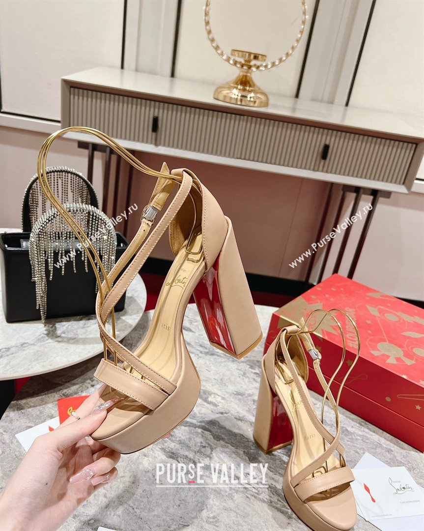 Christian Louboutin Movida Sabina Platform High Heel Sandals 13cm in Calf Leather Nude 2023 (MD-231014008)