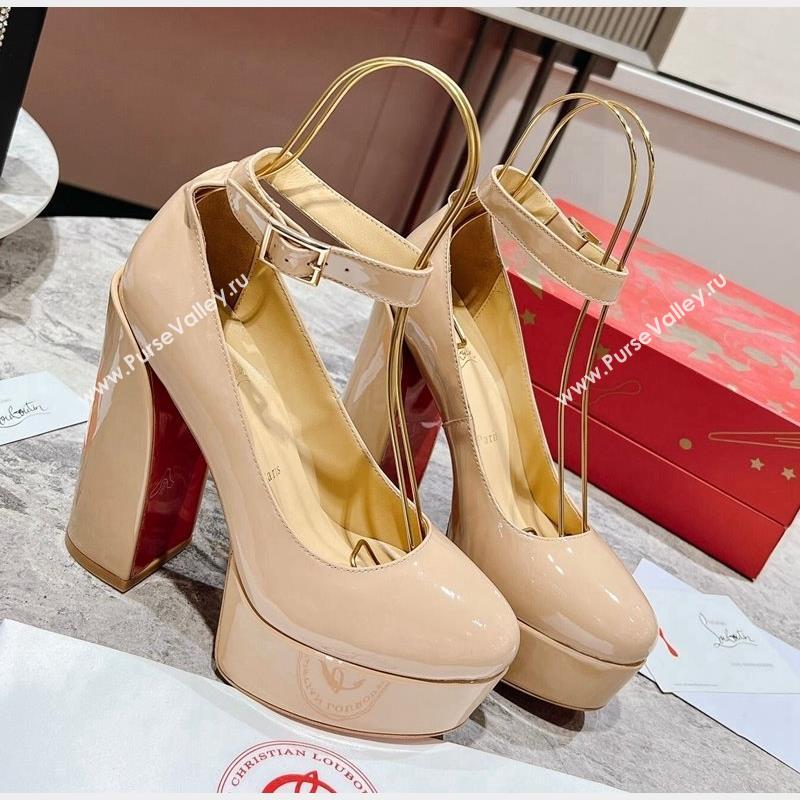 Christian Louboutin Movidastrap Platform High Heel Pumps 13cm in Patent Leather Nude 2023 (MD-231014010)