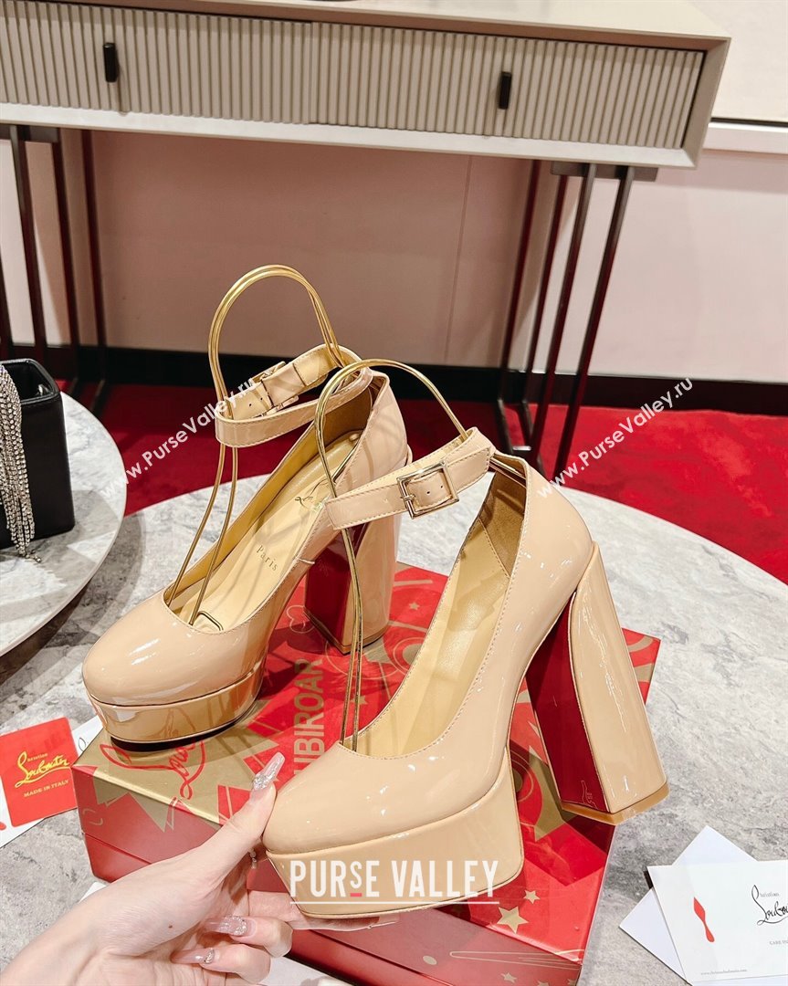 Christian Louboutin Movidastrap Platform High Heel Pumps 13cm in Patent Leather Nude 2023 (MD-231014010)