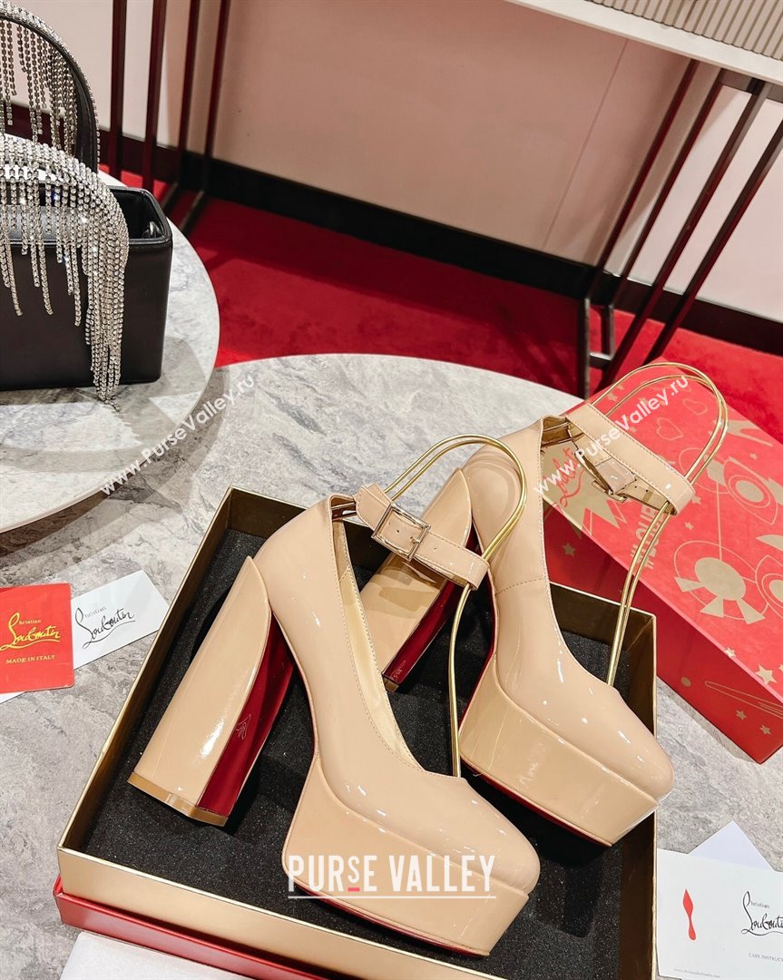 Christian Louboutin Movidastrap Platform High Heel Pumps 13cm in Patent Leather Nude 2023 (MD-231014010)