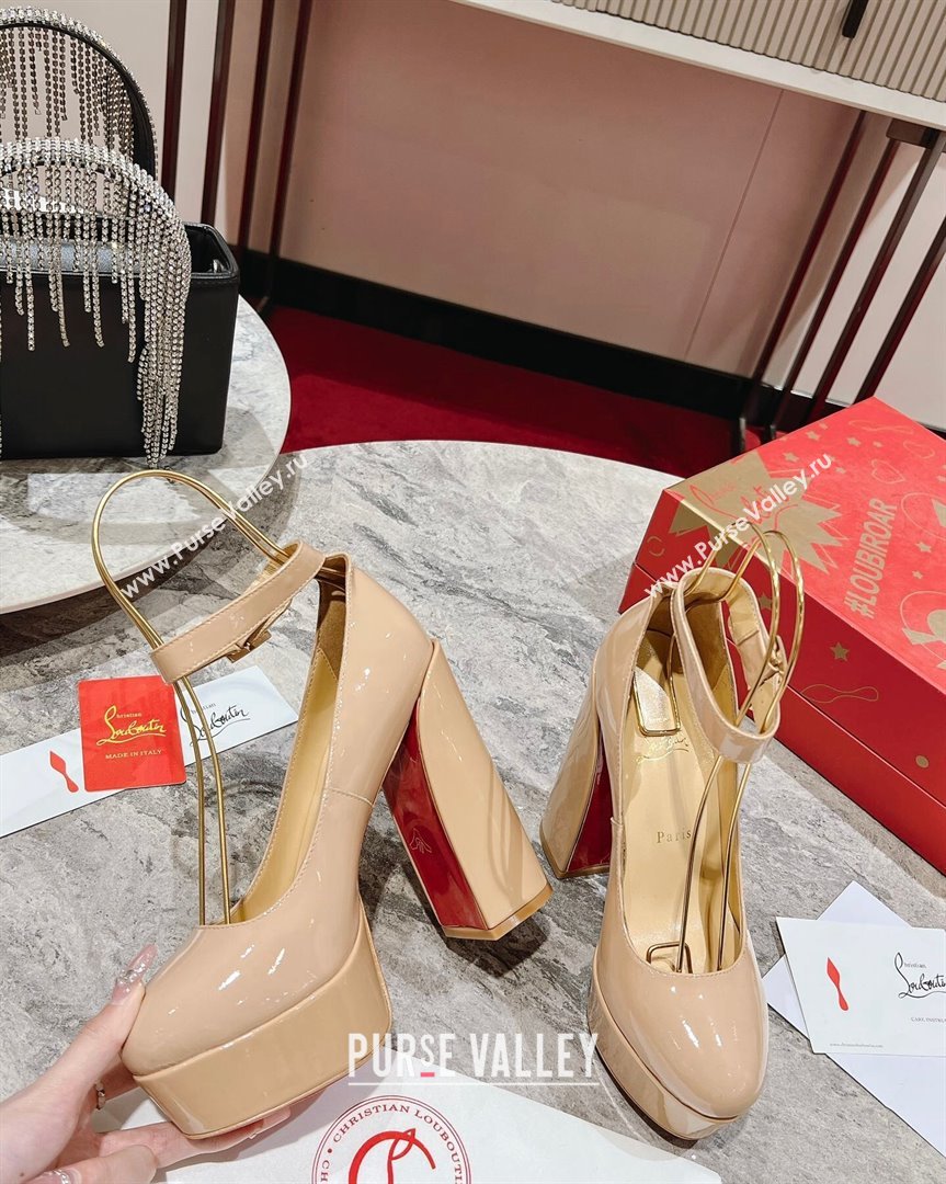 Christian Louboutin Movidastrap Platform High Heel Pumps 13cm in Patent Leather Nude 2023 (MD-231014010)