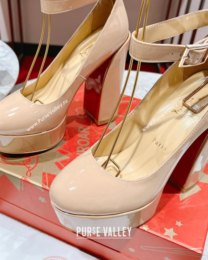 Christian Louboutin Movidastrap Platform High Heel Pumps 13cm in Patent Leather Nude 2023 (MD-231014010)