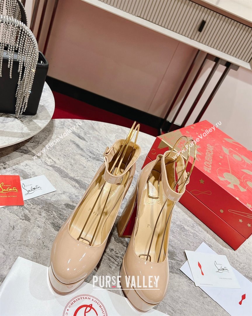 Christian Louboutin Movidastrap Platform High Heel Pumps 13cm in Patent Leather Nude 2023 (MD-231014010)