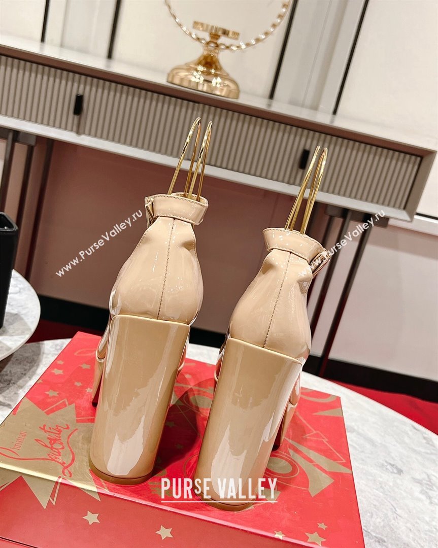 Christian Louboutin Movidastrap Platform High Heel Pumps 13cm in Patent Leather Nude 2023 (MD-231014010)