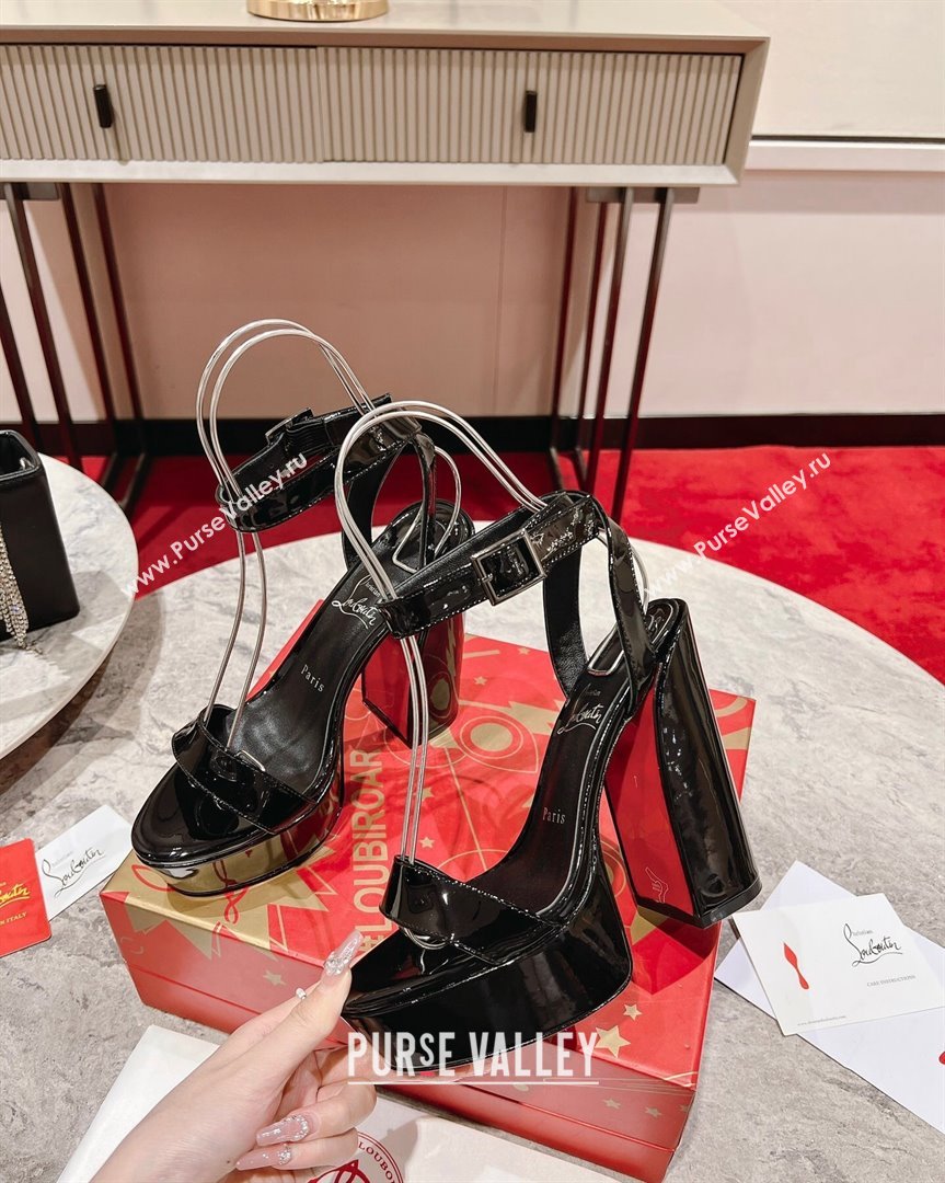 Christian Louboutin Movida Sabina Platform High Heel Sandals 13cm in Patent Leather Black 2023 (MD-231014004)