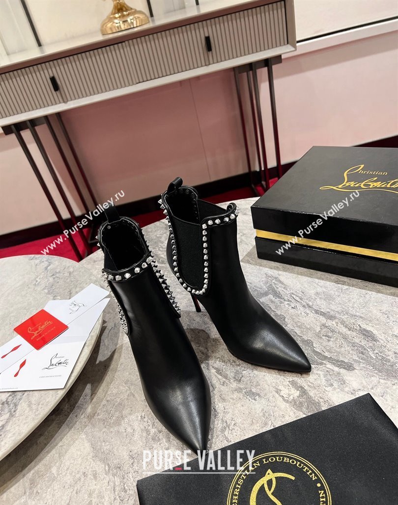 Christian Louboutin Lock So Kate Ankle Boots with Studs 10cm in Calf Leather Black 2023 (MD-231103073)