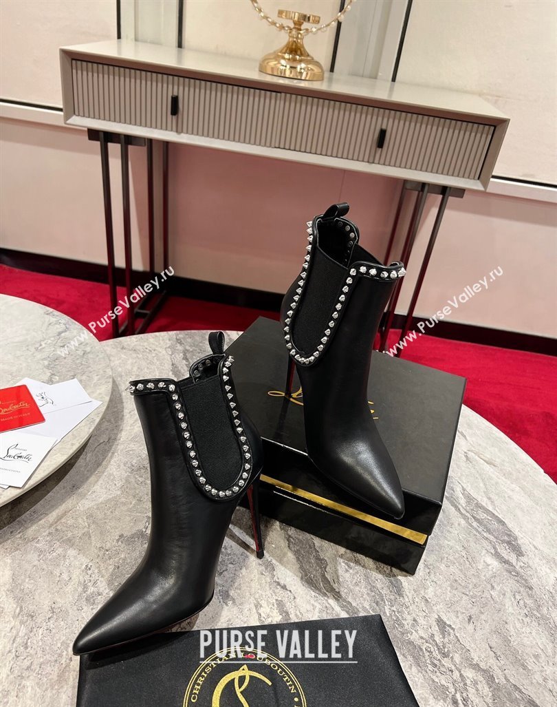 Christian Louboutin Lock So Kate Ankle Boots with Studs 10cm in Calf Leather Black 2023 (MD-231103073)