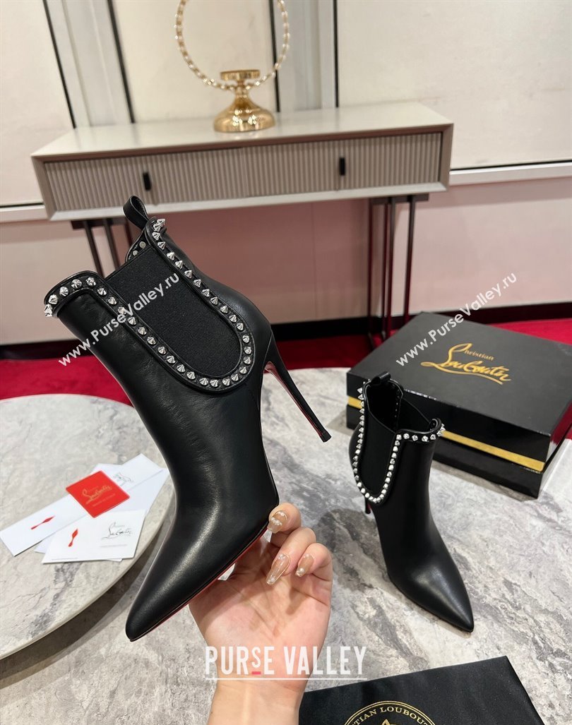 Christian Louboutin Lock So Kate Ankle Boots with Studs 10cm in Calf Leather Black 2023 (MD-231103073)