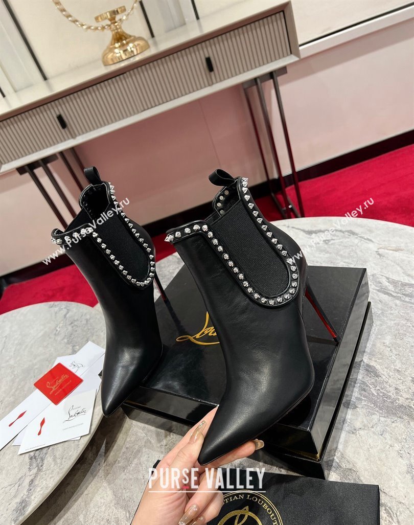 Christian Louboutin Lock So Kate Ankle Boots with Studs 10cm in Calf Leather Black 2023 (MD-231103073)