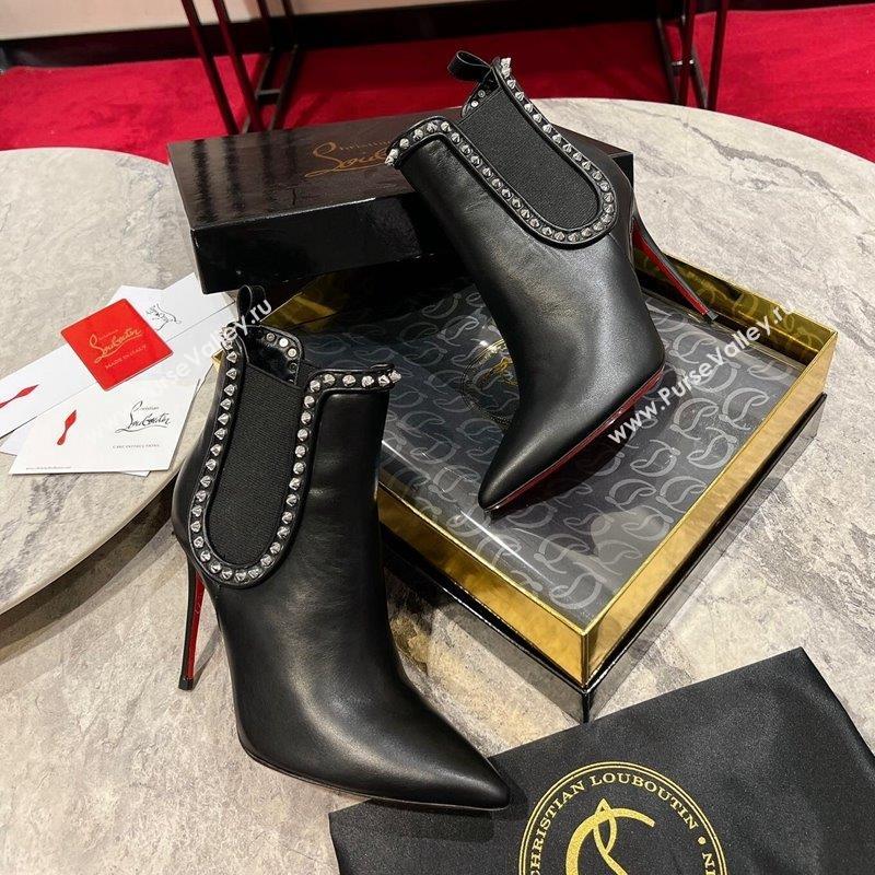 Christian Louboutin Lock So Kate Ankle Boots with Studs 10cm in Calf Leather Black 2023 (MD-231103073)