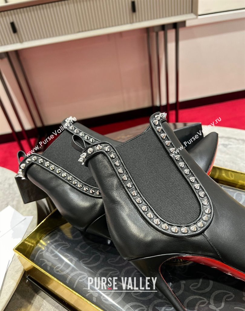 Christian Louboutin Lock So Kate Ankle Boots with Studs 10cm in Calf Leather Black 2023 (MD-231103073)