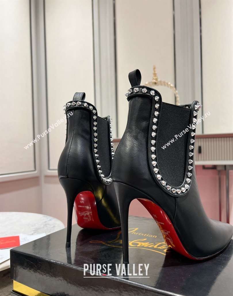 Christian Louboutin Lock So Kate Ankle Boots with Studs 10cm in Calf Leather Black 2023 (MD-231103073)