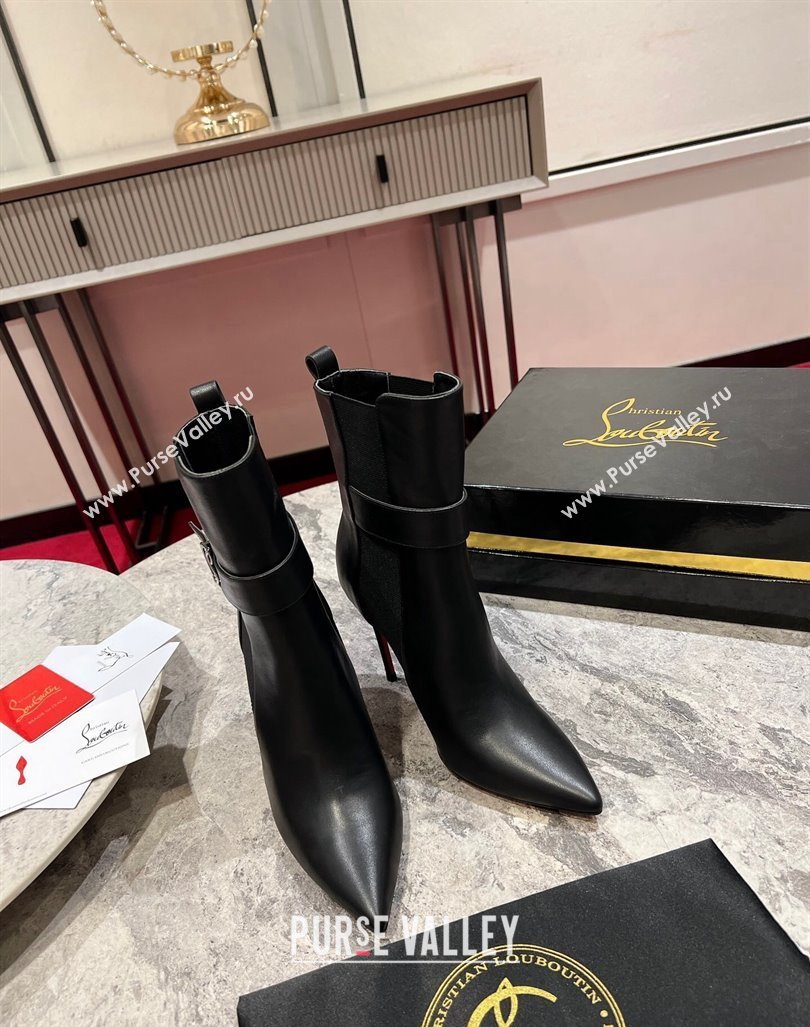 Christian Louboutin Chelsea Ankle Boots 10cm with Logo Strap in Black Calf Leather 2023 (MD-231103074)