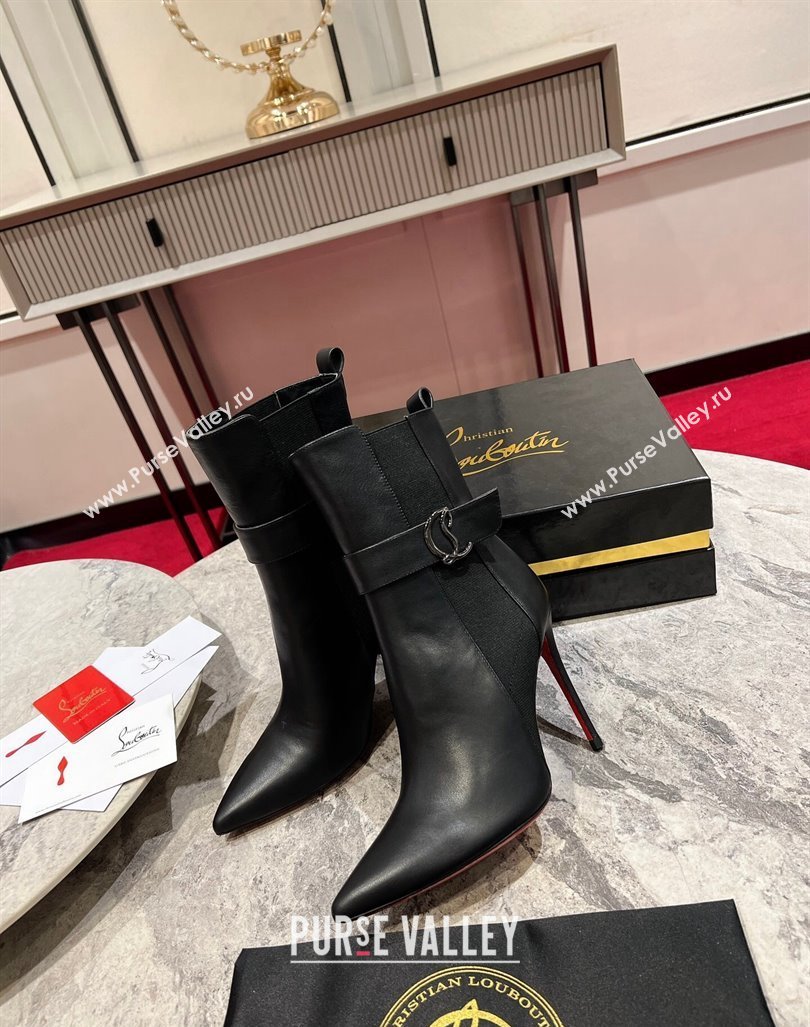 Christian Louboutin Chelsea Ankle Boots 10cm with Logo Strap in Black Calf Leather 2023 (MD-231103074)