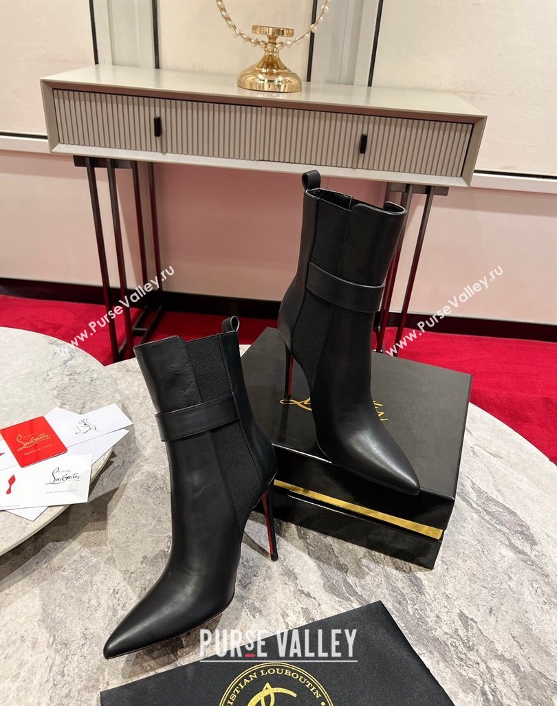 Christian Louboutin Chelsea Ankle Boots 10cm with Logo Strap in Black Calf Leather 2023 (MD-231103074)