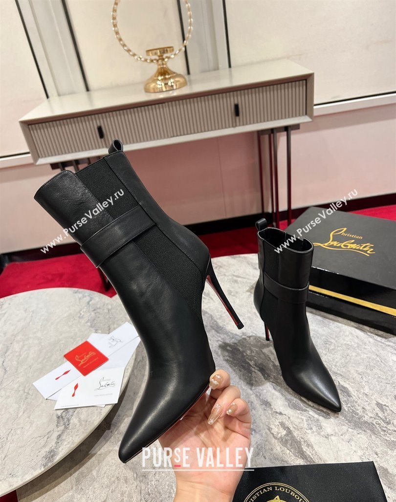 Christian Louboutin Chelsea Ankle Boots 10cm with Logo Strap in Black Calf Leather 2023 (MD-231103074)