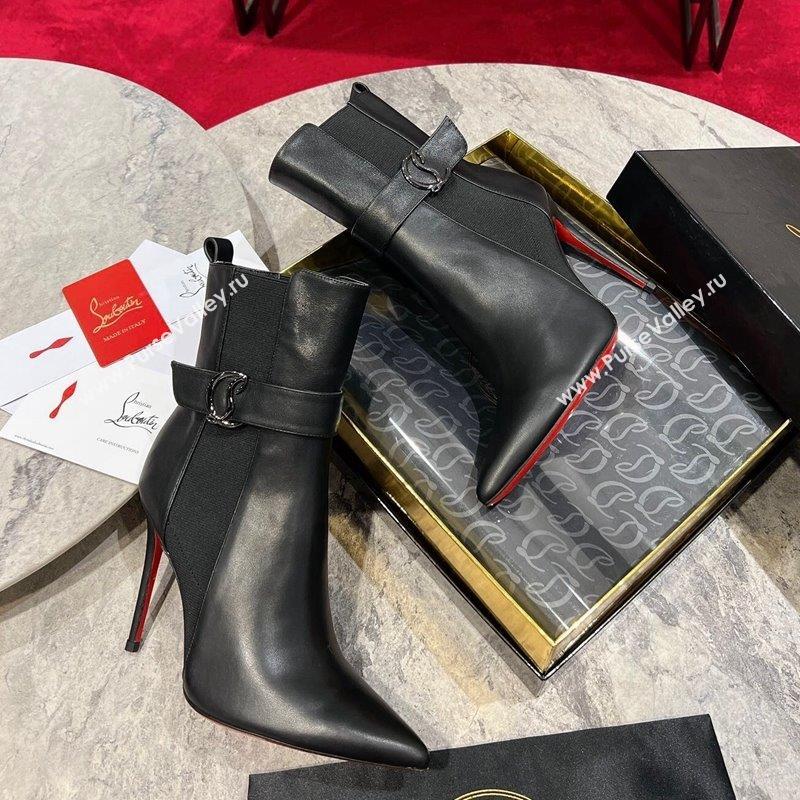 Christian Louboutin Chelsea Ankle Boots 10cm with Logo Strap in Black Calf Leather 2023 (MD-231103074)