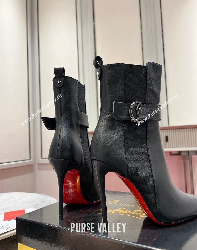 Christian Louboutin Chelsea Ankle Boots 10cm with Logo Strap in Black Calf Leather 2023 (MD-231103074)