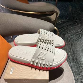 Christian Louboutin Mens Take It Easy Rubber Slide Sandals Grey 2024 (MD-240506039)