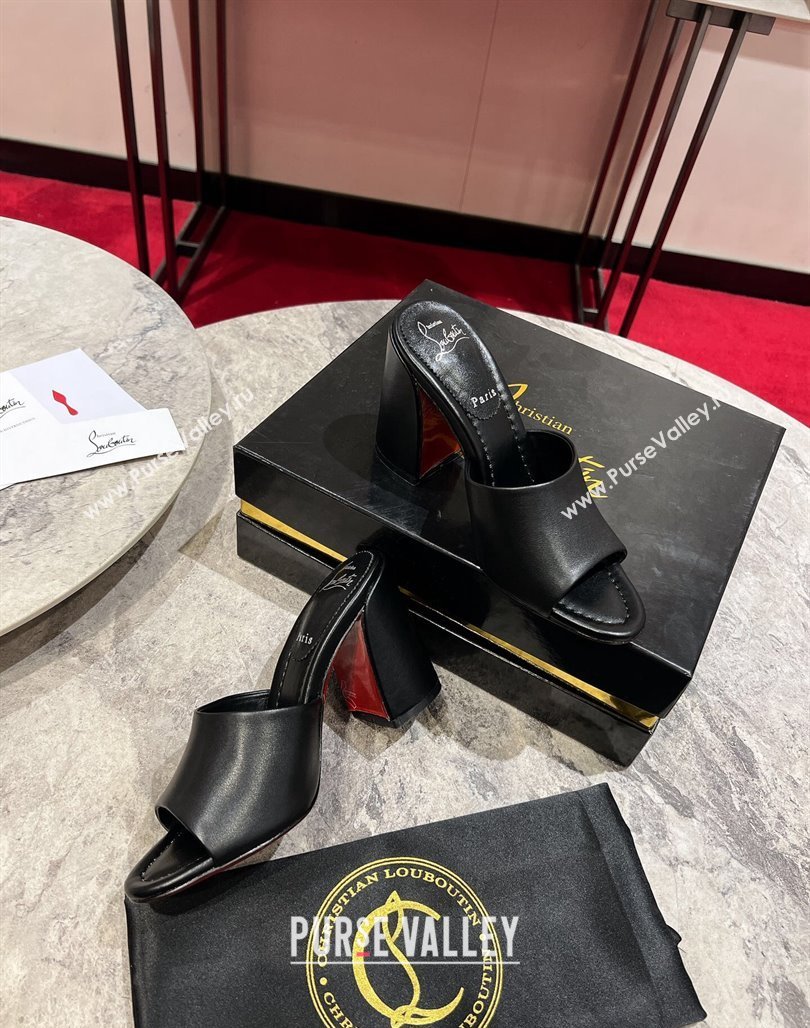 Christian Louboutin Jane Heel Slides Sandal 8.5cm in Calf Leather Black 2024 (MD-240702006)