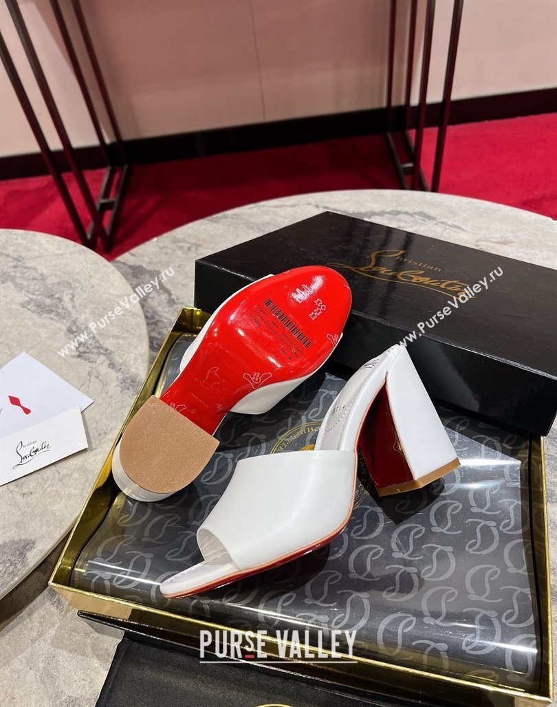 Christian Louboutin Jane Heel Slides Sandal 8.5cm in Calf Leather White 2024 (MD-240702007)