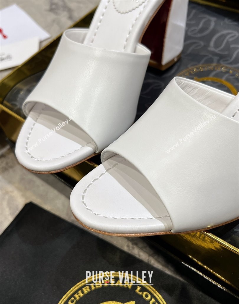 Christian Louboutin Jane Heel Slides Sandal 8.5cm in Calf Leather White 2024 (MD-240702007)