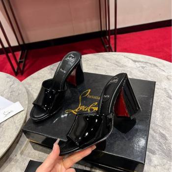 Christian Louboutin Jane Heel Slides Sandal 8.5cm in Patent Leather Black 2024 (MD-240702009)