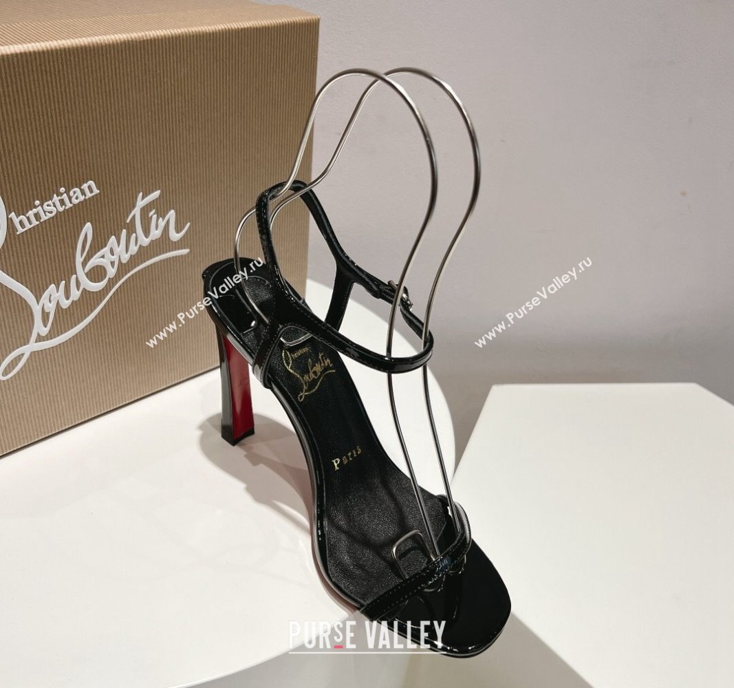 Christian Louboutin Condora Patent Leather High Heel Sandals 9.5cm Black 2024 (MD-240904121)