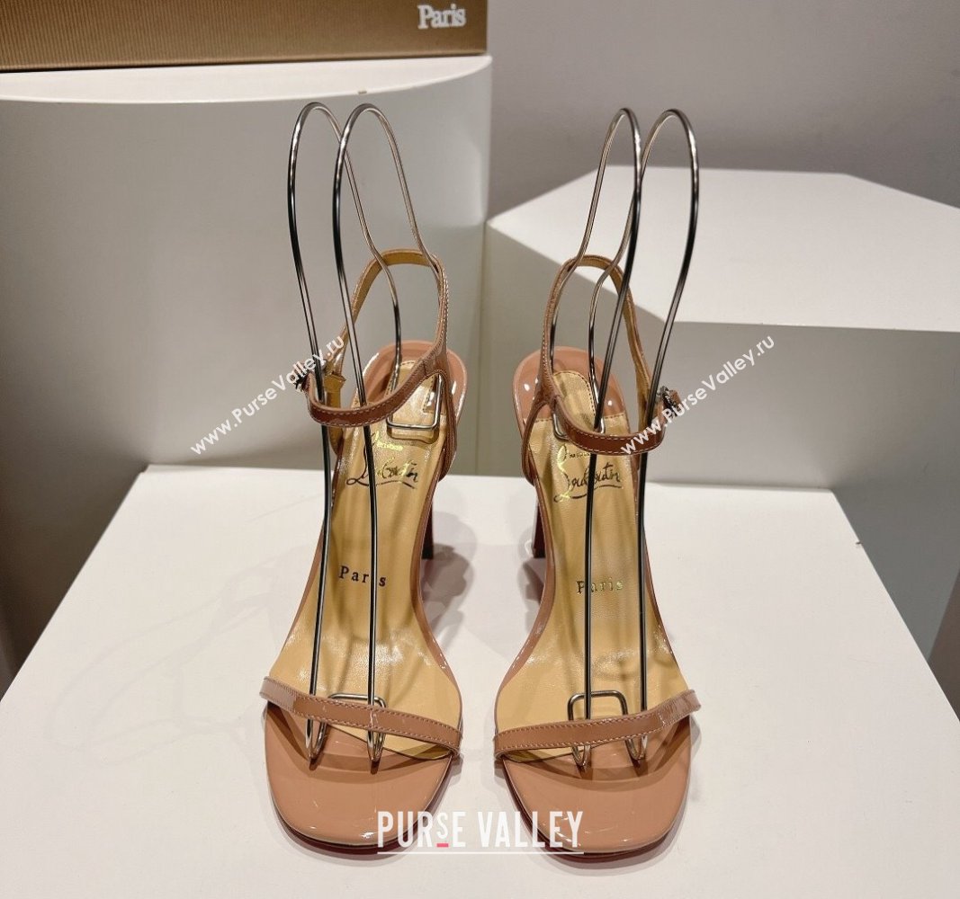 Christian Louboutin Condora Patent Leather High Heel Sandals 9.5cm Nude 2024 (MD-240904122)