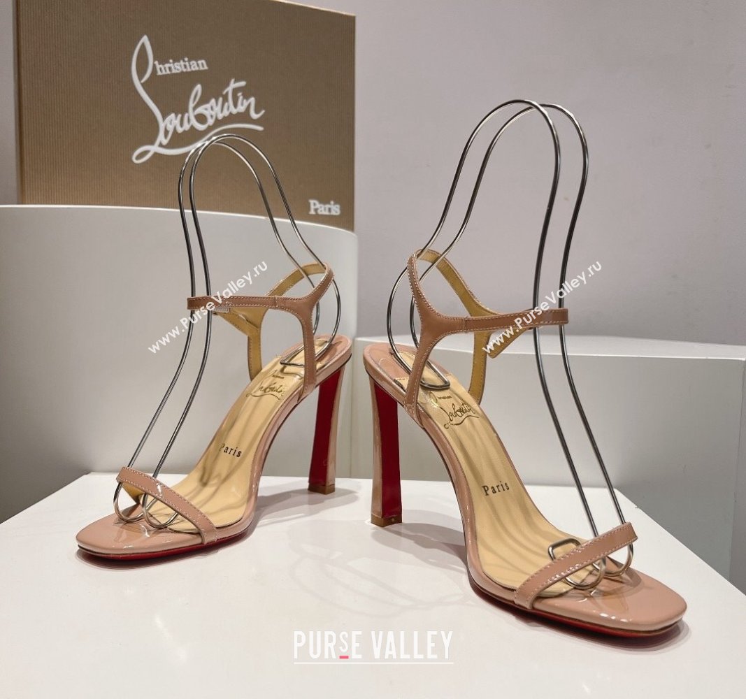 Christian Louboutin Condora Patent Leather High Heel Sandals 9.5cm Nude 2024 (MD-240904122)