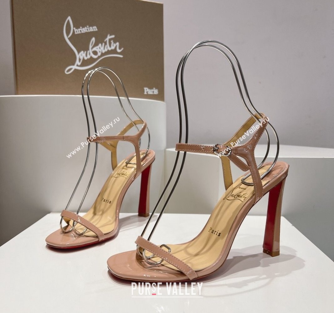 Christian Louboutin Condora Patent Leather High Heel Sandals 9.5cm Nude 2024 (MD-240904122)