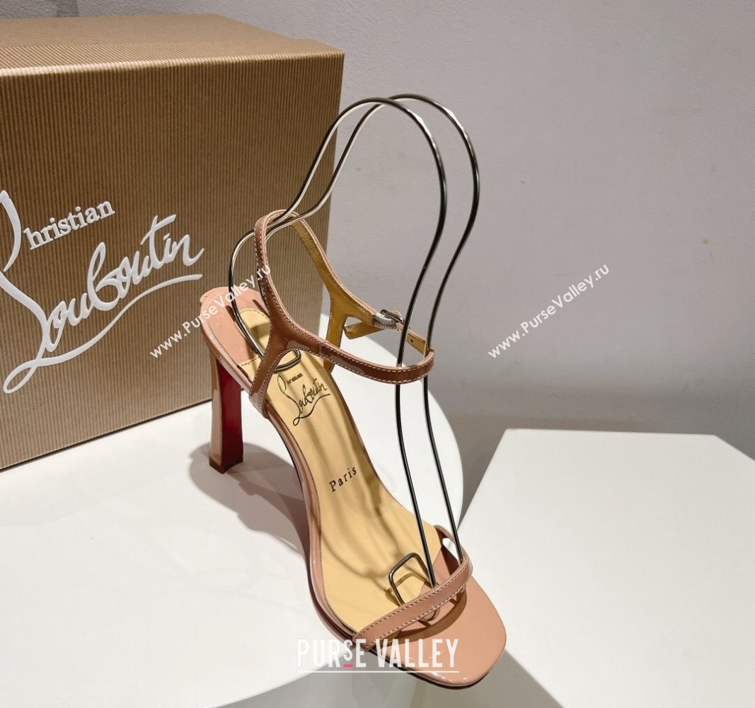 Christian Louboutin Condora Patent Leather High Heel Sandals 9.5cm Nude 2024 (MD-240904122)