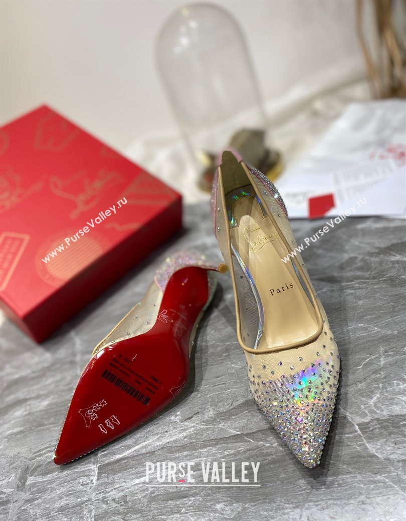 Christian Louboutin Follies Mesh Strass Pumps 10cm Pink 2025 (MD-250220036)