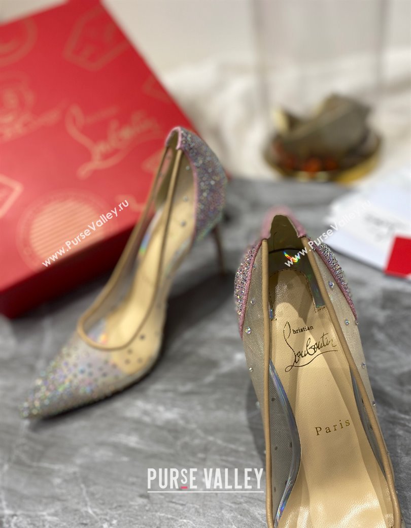 Christian Louboutin Follies Mesh Strass Pumps 10cm Pink 2025 (MD-250220036)