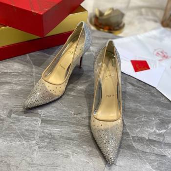 Christian Louboutin Follies Mesh Strass Pumps 10cm Silver 2025 (MD-250220037)