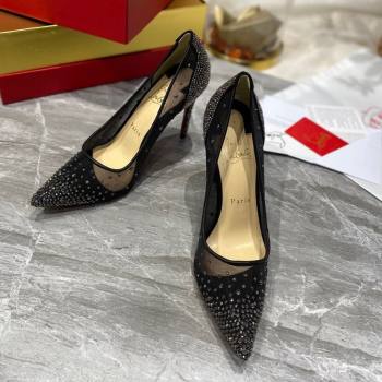 Christian Louboutin Follies Mesh Strass Pumps 10cm Gunmetal 2025 (MD-250220038)