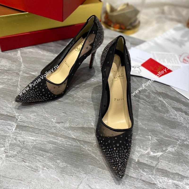 Christian Louboutin Follies Mesh Strass Pumps 10cm Gunmetal 2025 (MD-250220038)