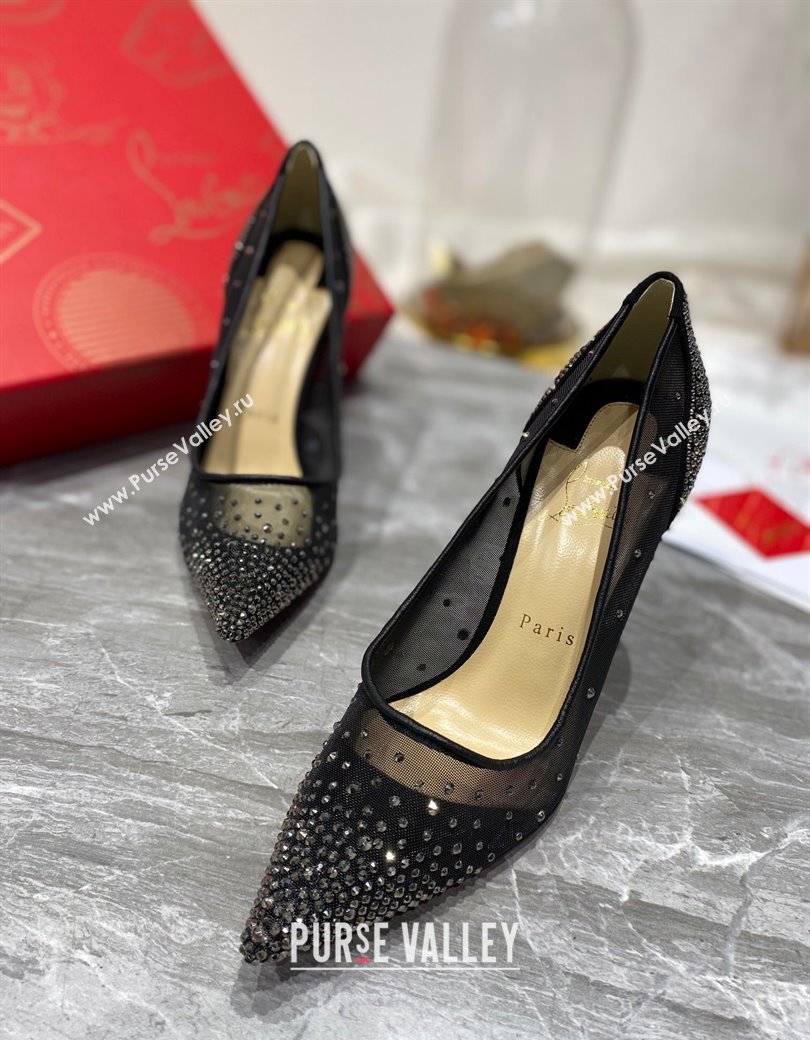 Christian Louboutin Follies Mesh Strass Pumps 10cm Gunmetal 2025 (MD-250220038)