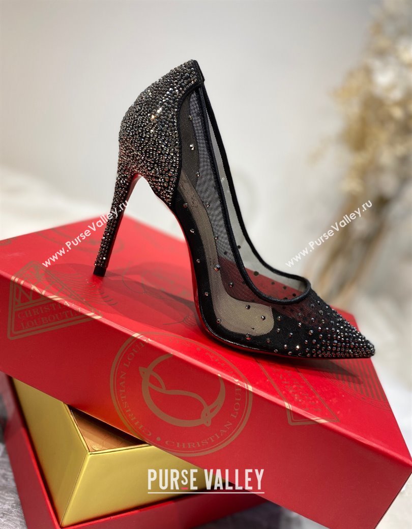 Christian Louboutin Follies Mesh Strass Pumps 10cm Gunmetal 2025 (MD-250220038)