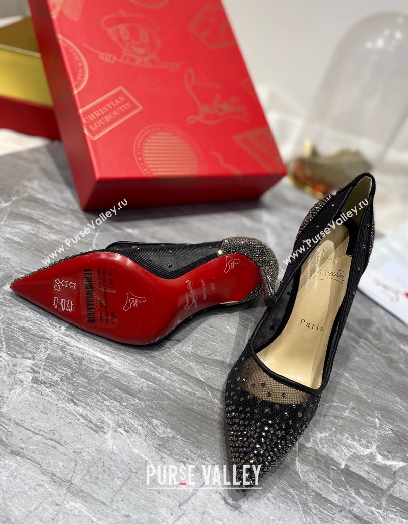 Christian Louboutin Follies Mesh Strass Pumps 10cm Gunmetal 2025 (MD-250220038)