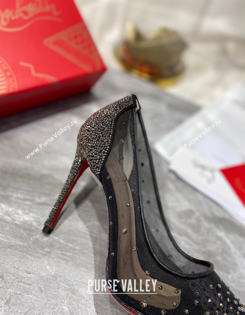 Christian Louboutin Follies Mesh Strass Pumps 10cm Gunmetal 2025 (MD-250220038)